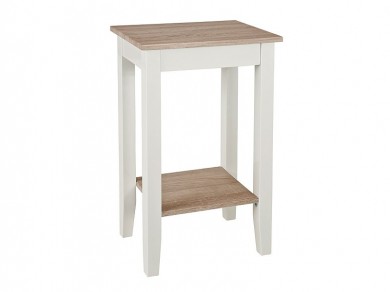 Konsolentisch weiß Platte mit Ablagen Sonoma Eiche sägerau